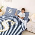 thumbnail image 3 of Erosebridal Kids Cartoon Monogrammed S Full Size Sheets, Navy Stripes Ombre Bed Sheets, 4-Piece, 3 of 5