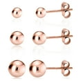 thumbnail image 4 of Kezef Rose Gold Plated Sterling Silver Ball Stud Earrings - Hypoallergenic Trio Set for Women (Includes 3mm, 4mm, 5mm Rounds), 4 of 8