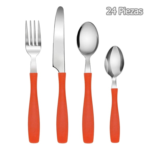 Juego de Cubiertos Aquila Indiana Naranja 24 Piezas