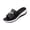Black, variant on Women Wedge Orthopedic Sandals Faux Leather Open Toe Slip On Slippers Arch Support Chunky Heel Metal Buckle Dressy Summer Comfortable Walking Solid Color Wide Width Walking Casual Slides