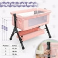thumbnail image 6 of kmaier Baby Bassinet Sleeper, Adjustable Bedside Sleeper, Breathable Mesh with Wheels for 0-18 Months-Pink, 6 of 7