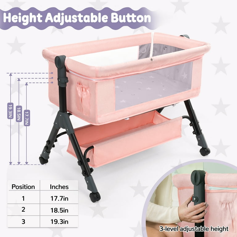 kmaier Baby Bassinet Sleeper, Adjustable Bedside Bassinet