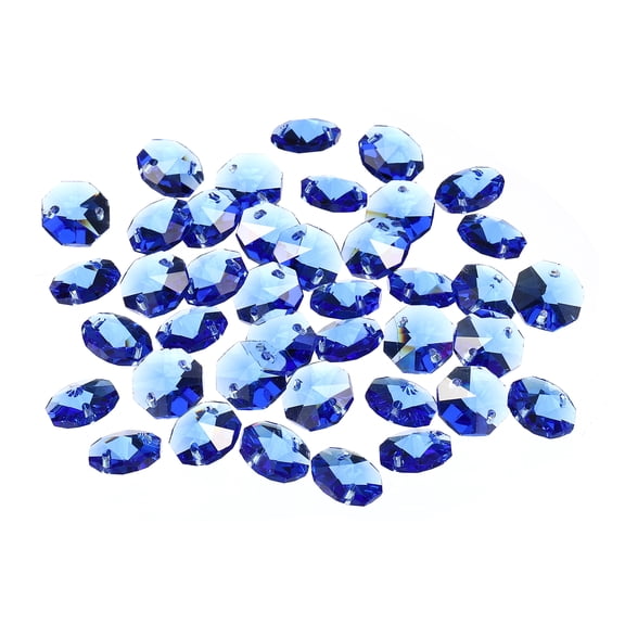 Uxcell 14mm Crystal Octagon Beads Chandelier Hanging Beads Blue 40 Pack