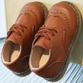 thumbnail image 3 of DADAWEN Boys Lace Up Dress Shoes Brown School Uniform Oxford for 7 Toddler, 3 of 4