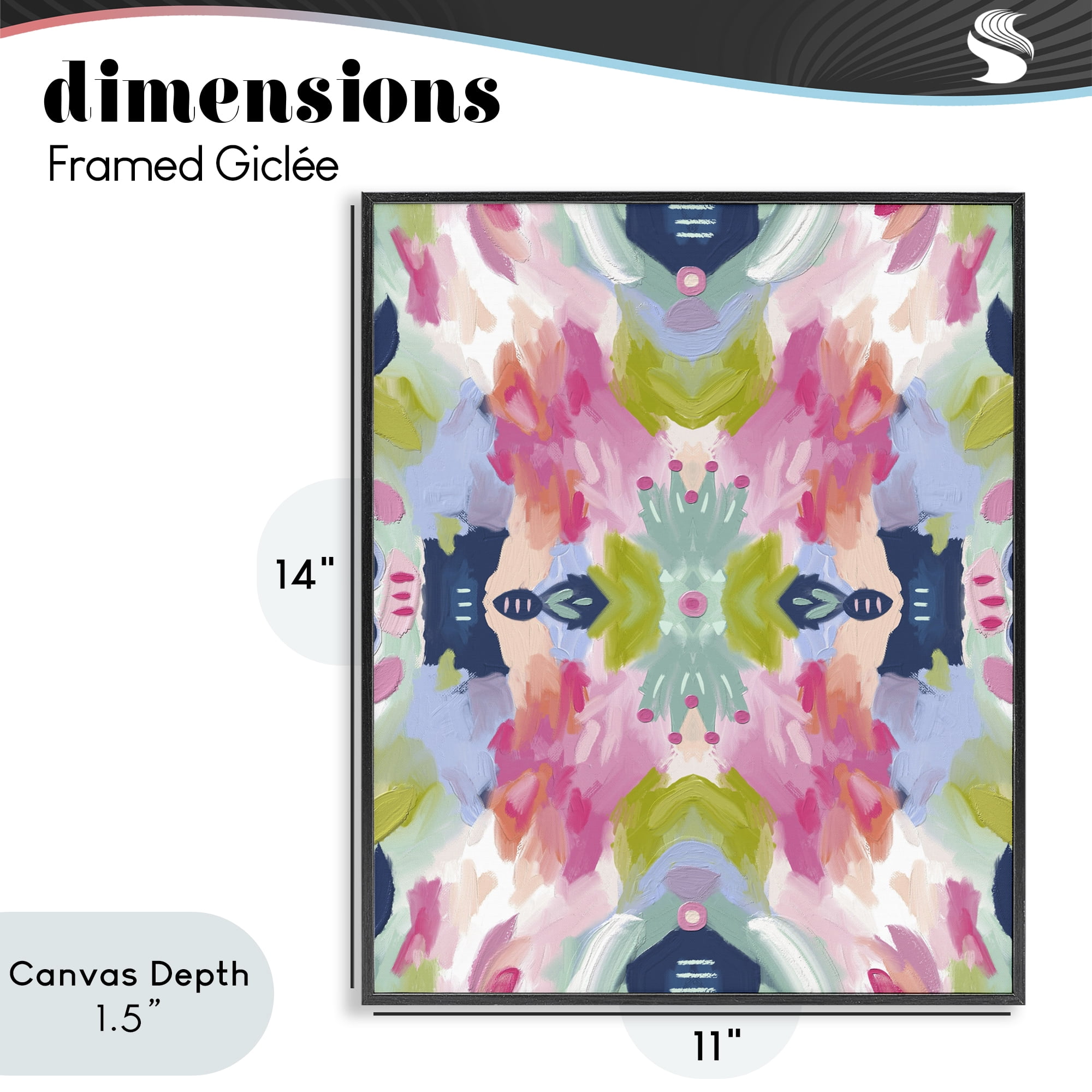 Stupell Industries Kaleidoscopic Floral Mandala Black Framed Giclee Art, design by Lisa Nohren