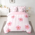 thumbnail image 2 of Castle Fairy Kids Pink Flower Twin Bedding Sets,Cartoon Floral Bedding Comforter Set, 2 of 8