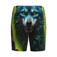 thumbnail image 2 of Lsque Fluorescent Wolf Mens Sleep Pajama Shorts,Short Pajama Pants, Cotton Ultra-Soft Knit-Small, 2 of 9