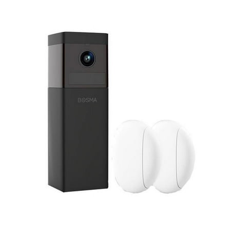 Bosma X1 Indoor Home Security Camera System, WiFi & Bluetooth, 360° Rotation, Super Wide Angle, 1080P HDR, Color Night Vision, 2-Way Audio, PIR Motion Detection, Plug-in Cam with 2 Window/Door Sensors