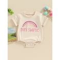 thumbnail image 4 of Baby Girls Boys Summer Rompers Short Sleeve Crew Neck Letter Print Casual Romper, 4 of 10