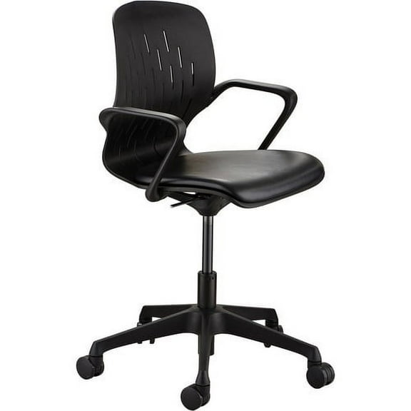 Safco Shell Desk Chair Black Vinyl Plastic Seat - Black Plastic Back - Steel Frame - 5-Star Base