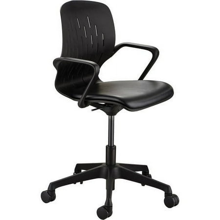 UPC: 0073555701326 | Safco Shell Desk Chair Black Vinyl Plastic Seat – Black Plastic Back – Steel Frame – 5-star Base – 26  Width x 26  Depth x 38  Height – 1 Each