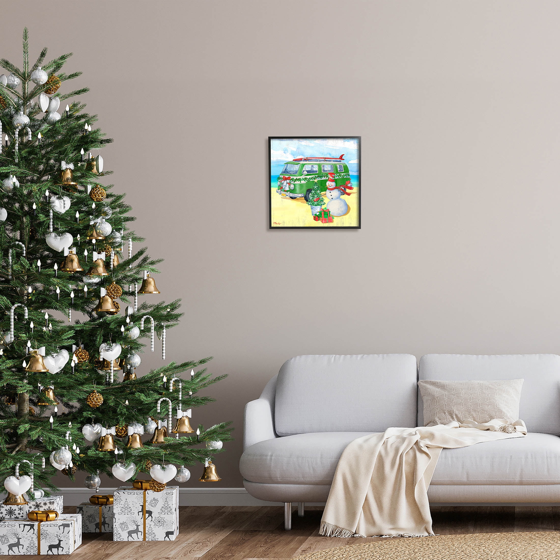 Nautical Christmas Holiday Beach Holiday Graphic Art Black Framed Art Print Wall Art