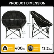 Oversized Folding Round Camping Chair,Heavy Duty Super Comfy Padded Moon Camp Chairs,Perfect for Indoor&Outdoor