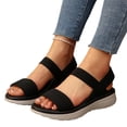 thumbnail image 4 of SZJXBUY Wide Width Platform Sandals for Women Open Toe Elegant Flat Wedge Sandals Summer Comfortable Elastic Ankle Strap Dressy Shoes Black,36, 4 of 9