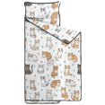 thumbnail image 2 of Multicolor Cat and Heart White Pattern Teens Toddler Nap Mat with Pillow, Sleeping Mat Bag for Preschool Daycare 59"x22", 2 of 6