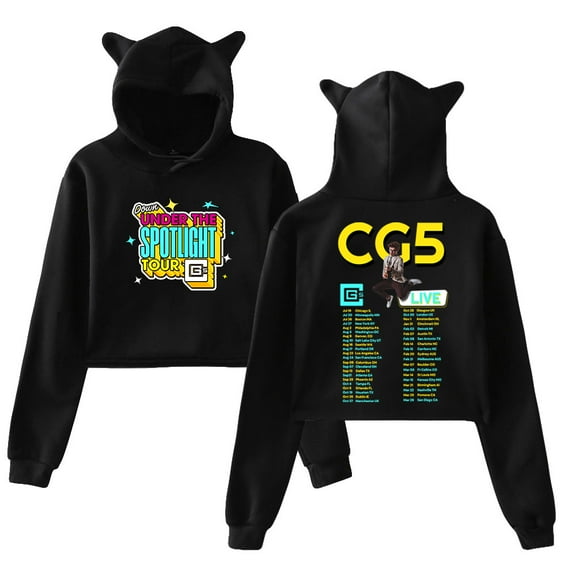 CG5 Under The Spotlight Tour Streetwear Cat Ears Hoodie Long Sleeve Crop Top Women's Clothes