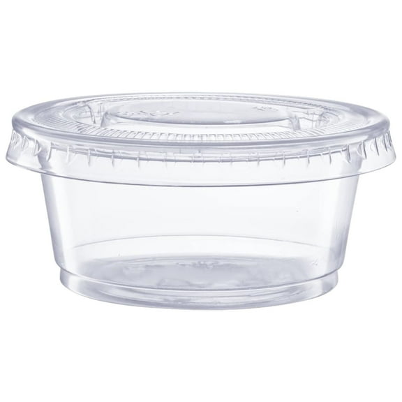 Disposable Clear Plastic Portion Cups with Lids, 2Oz. BPA Free