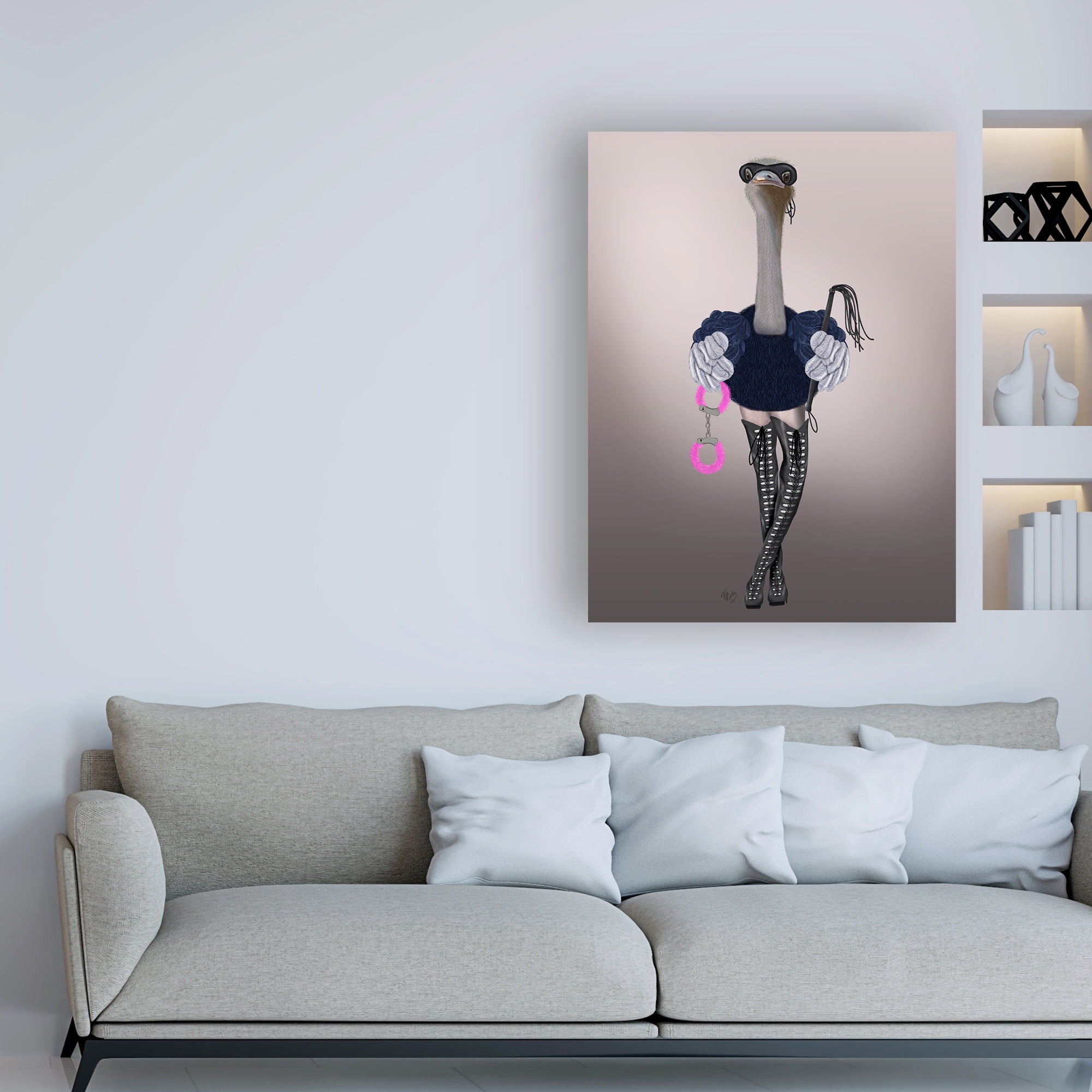 Trademark Fine Art 'Ostrich with Kinky Boots' Canvas Art by Fab Funky
