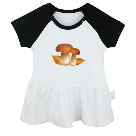 

Nature Mushroom Pattern Dresses For Baby Newborn Babies Skirts Infant Princess Dress 0-24M Kids Graphic Clothes (Black Raglan Dresses 6-12 Months)