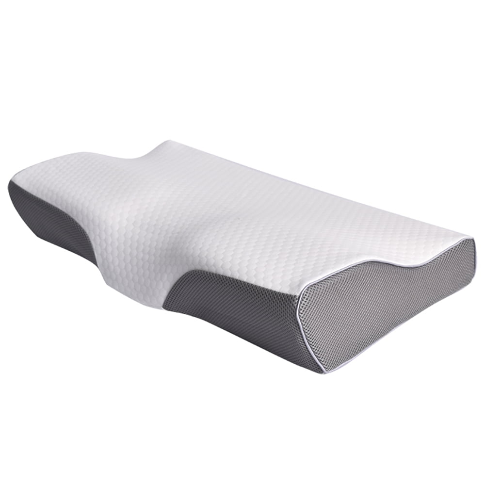 Memory Foam Pillow, Highwell Neck Contour Cervical Orthopedic Pillow for  Sleeping Side Back Stomach Sleeper, Ergonomic Bed Pillow for Neck Pain -  Blue White, Firm 