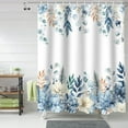 thumbnail image 3 of Rdsfhsp Blue Christmas Poinsettia Shower Curtain, Winter Eucalyptus Leaves Polyester Shower Curtains with Hooks, Waterproof Bathroom Curtains Decor,72 X 72 inch, 3 of 5