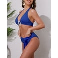 thumbnail image 2 of DARING DIVA Women's 2 Piece O Ring Seashell Ribbed Bikini Sets S Royal Blue, 2 of 6