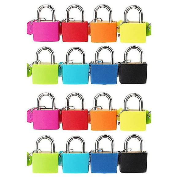 16 Pcs Suitcase Lock with Keys Small Locks Colored Padlock Luggage Lock Backpack Lock, Filing Cabin