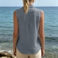 thumbnail image 7 of ZGRBOU Womens Sleeveless Button Down Shirts Summer Cotton Linen V Neck Blouses Solid Color Casual Work Tank Tops, 7 of 7