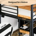 thumbnail image 4 of Ktaxon Twin Loft Bed with L Shaped Desk, Bed Frame with LED Light and Charging Station, Bedroom Space Saving for Kids, Adult, Black, 4 of 7