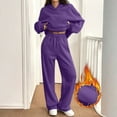 thumbnail image 5 of Huankd Sweatsuits Women 2 Piece Outfit Fleece Oversized Hoodie Wide Leg Sweatpants Track Suits Matching Lounge Pants Sets Purple L, 5 of 7