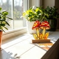 thumbnail image 4 of Dongrere Wood Base Stained Mushroom Tabletop Decor, Plastic Light Filtering Floral Ornament for Dining Shelf Bedroom Desk Decor, 5.1x5.1 Inch, 4 of 6