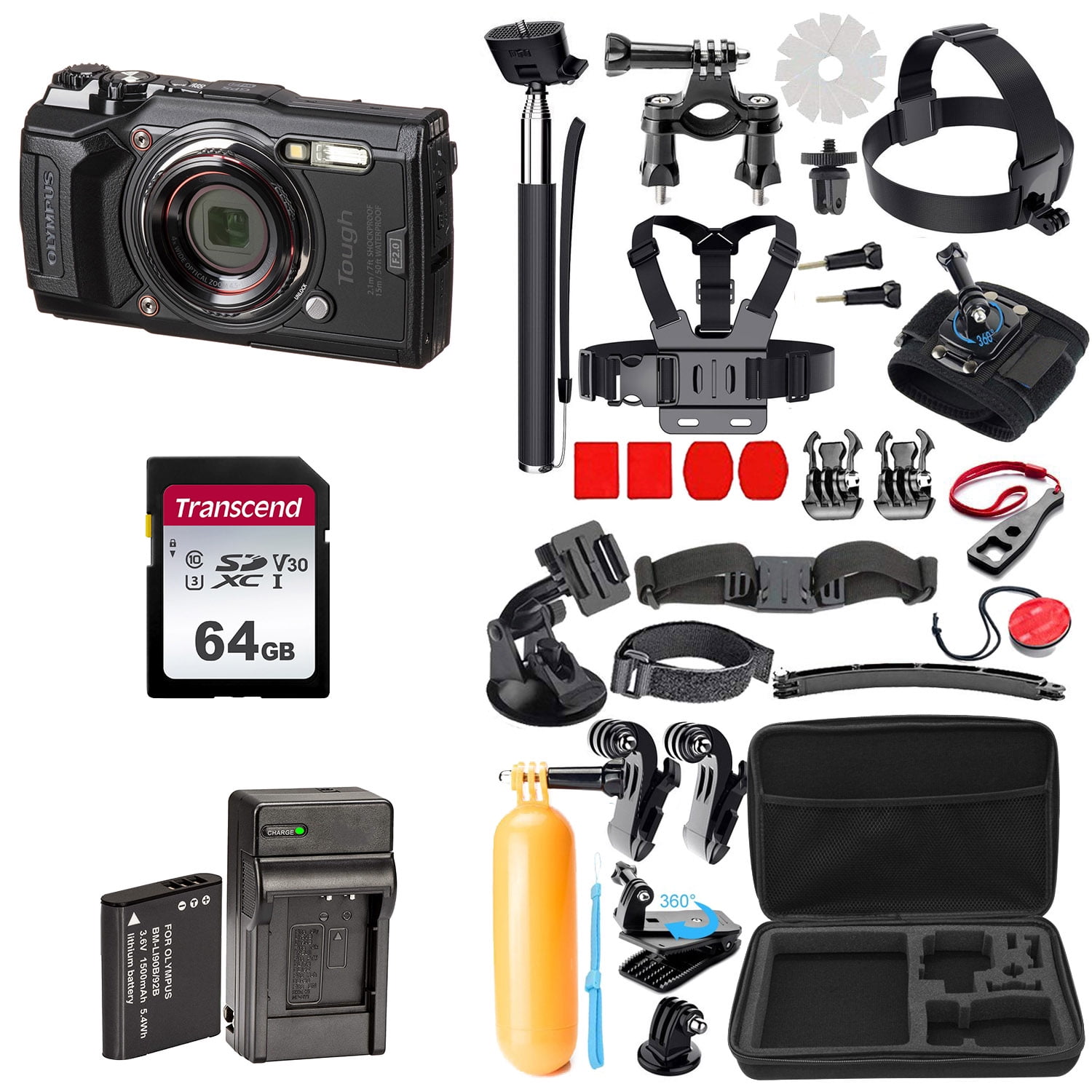 Olympus Tough TG6 Digital Camera Black Bundle with 64GB Memory and