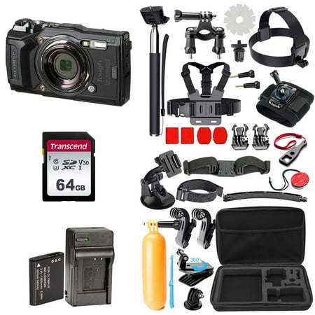 Olympus Tough TG-6 Digital Camera | Black Bundle with 64GB Memory and 24-in-1 Action Camera (6 Items)