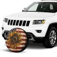 thumbnail image 2 of KAKALAD American Flag Painted Wood Wall Cool Cheetah Leopard Print Sunflower 01 Spare Tire Cover Universal Car Vehicle Tools For Rv SUV Truck Camper Travel Trailer Accessories Buckle 16” Inch, 2 of 6