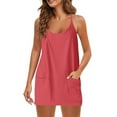 thumbnail image 6 of Athletic Mini Dress For Womens，Summer Romper Dresses Spaghetti Strap Sundress with Built-In Shorts Tennis Workout Rompers with Pockets, 6 of 6