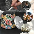 thumbnail image 4 of Yayeee Ashtray with Lid for Cigarette Smokeless Stainless Steel Home Ash Holder, Dark Floral, 4 of 7