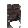 thumbnail image 4 of Benjara Padded Suede Faux Leather Reclining Loveseat- Brown, 4 of 5
