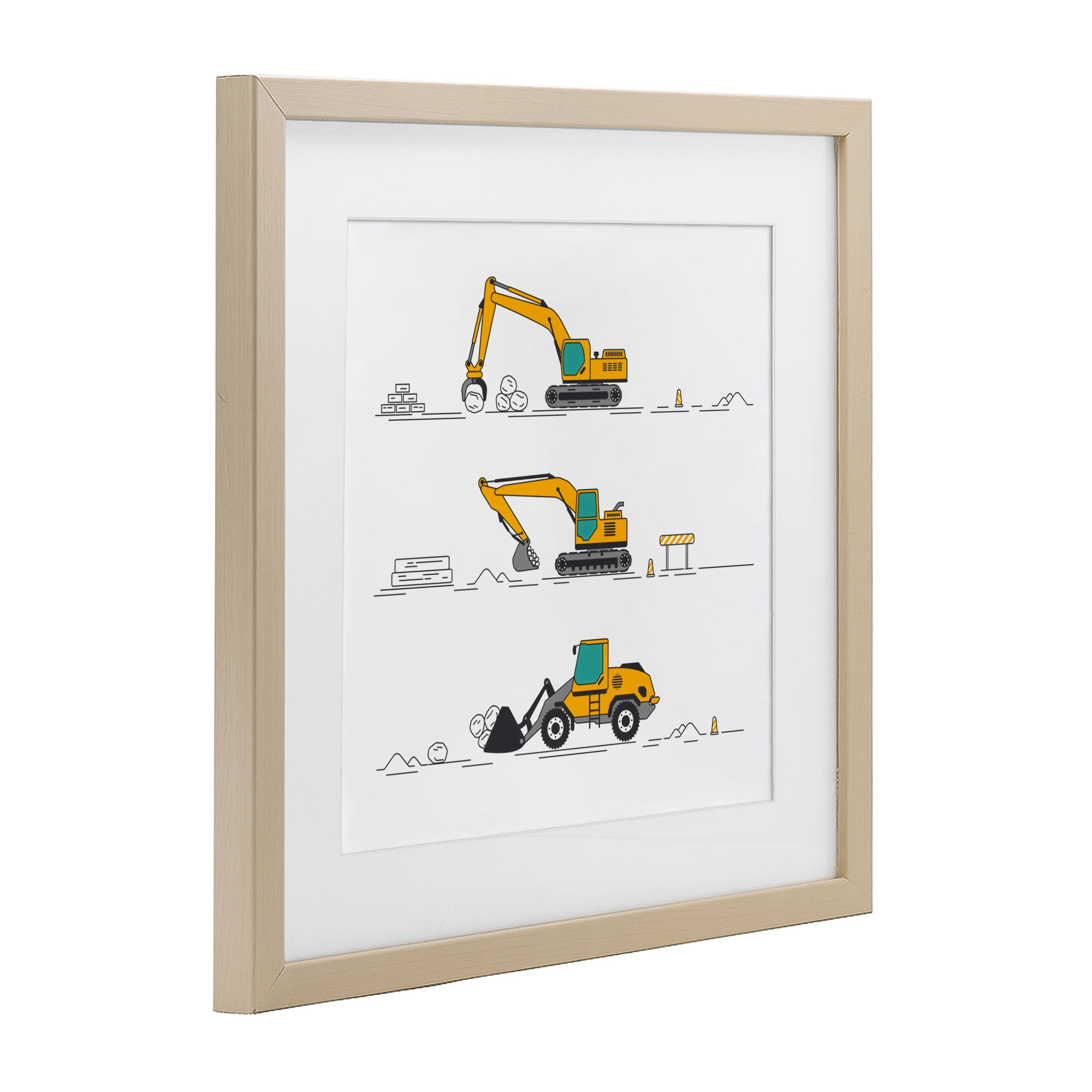 Stupell Industries Construction Digs Machine Birch Framed Print Under Glass, design by Creative Studio