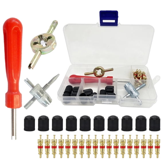 Tire Cores Replacements Tool Set Not Corrosion Tire Valves Cores Extractor Manual Repair Tool 33pcs for Vehicles & Bikes