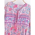 thumbnail image 5 of Spring Summer Women Lace-up Tassel Ethnic Wild Floral Print Vocation Beach Bohemian Maxi Dress Boho Dress Robe, 5 of 6