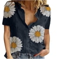 thumbnail image 2 of Camisetas para Mujer Fiudx Blusa de Manga Corta con Botones Estampado Informal de Verano, 2 of 5