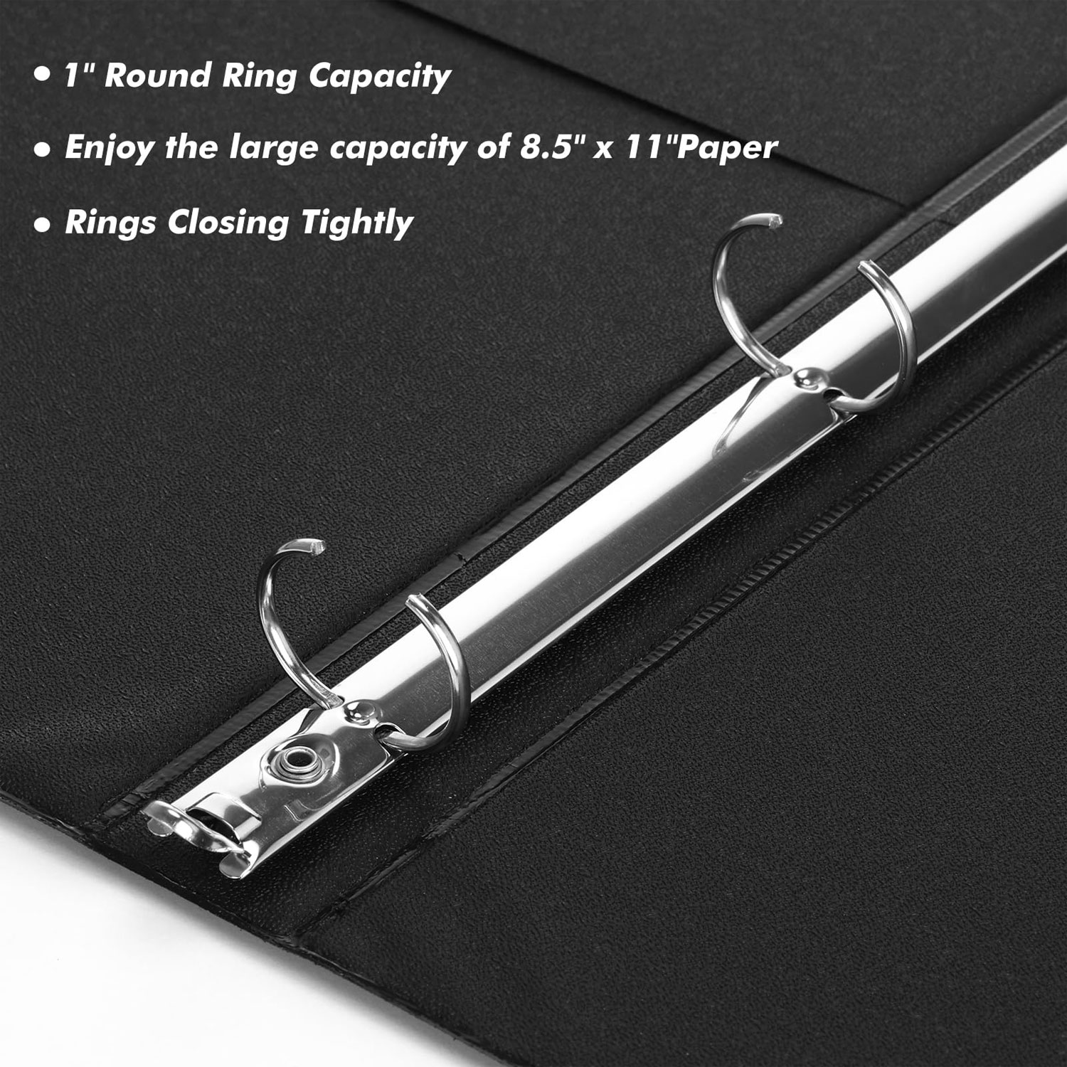 1 inch Binder 3 Ring Binders 200 Sheets Organizer with Pockets Round Ring View Binders with Pockets Holds 8.5'' x 11''Paper Office, Home, and School Use 6-Pack White Black