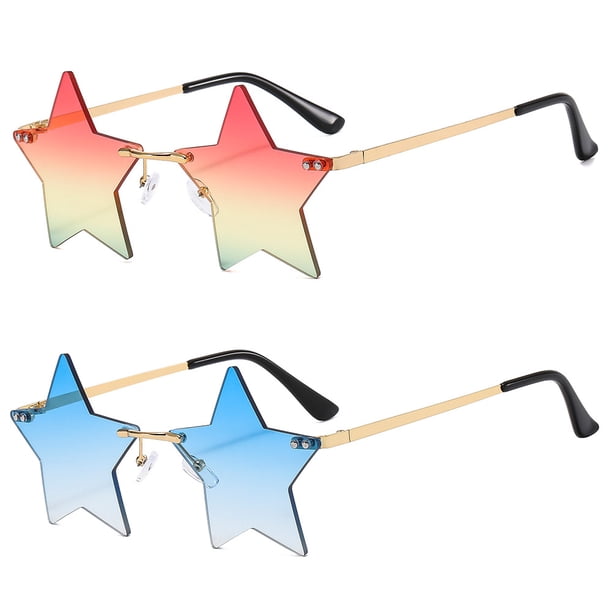 Decoraciones de Regalo 2 Piezas Gafas de Sol Gafas de Sol del 4 de Julio Gafas de Sol con Personalidad Gafas sin Montura de Estrella para Mujeres Hombres Día de la Independencia Favores de Fiesta