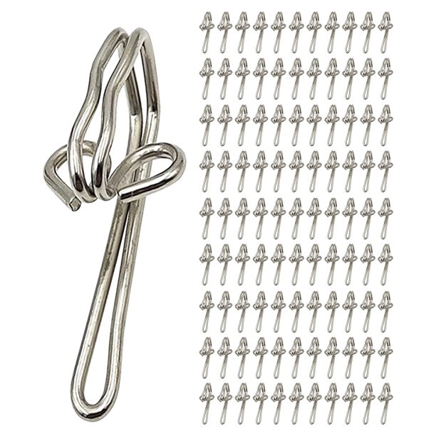 Heavy Duty Curtain Hooks,100 PCS Metal Curtain Header Tape Drapery