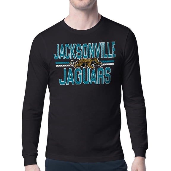 Men's Starter  Black Jacksonville Jaguars Mesh Look Retro Team Logo Long Sleeve T-Shirt