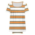 thumbnail image 5 of Plus Size Short Sleeve Tops Womens 1X-5X Square Neck Striped Summer Loose Tunic Tee Shirts with Pleats (2XL, Orange), 5 of 5