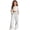 White, variant on hoksml Girls Solid Color Cotton Linen Wide Leg Pants, Kids Elastic Waist Drawstring Trousers with Pockets