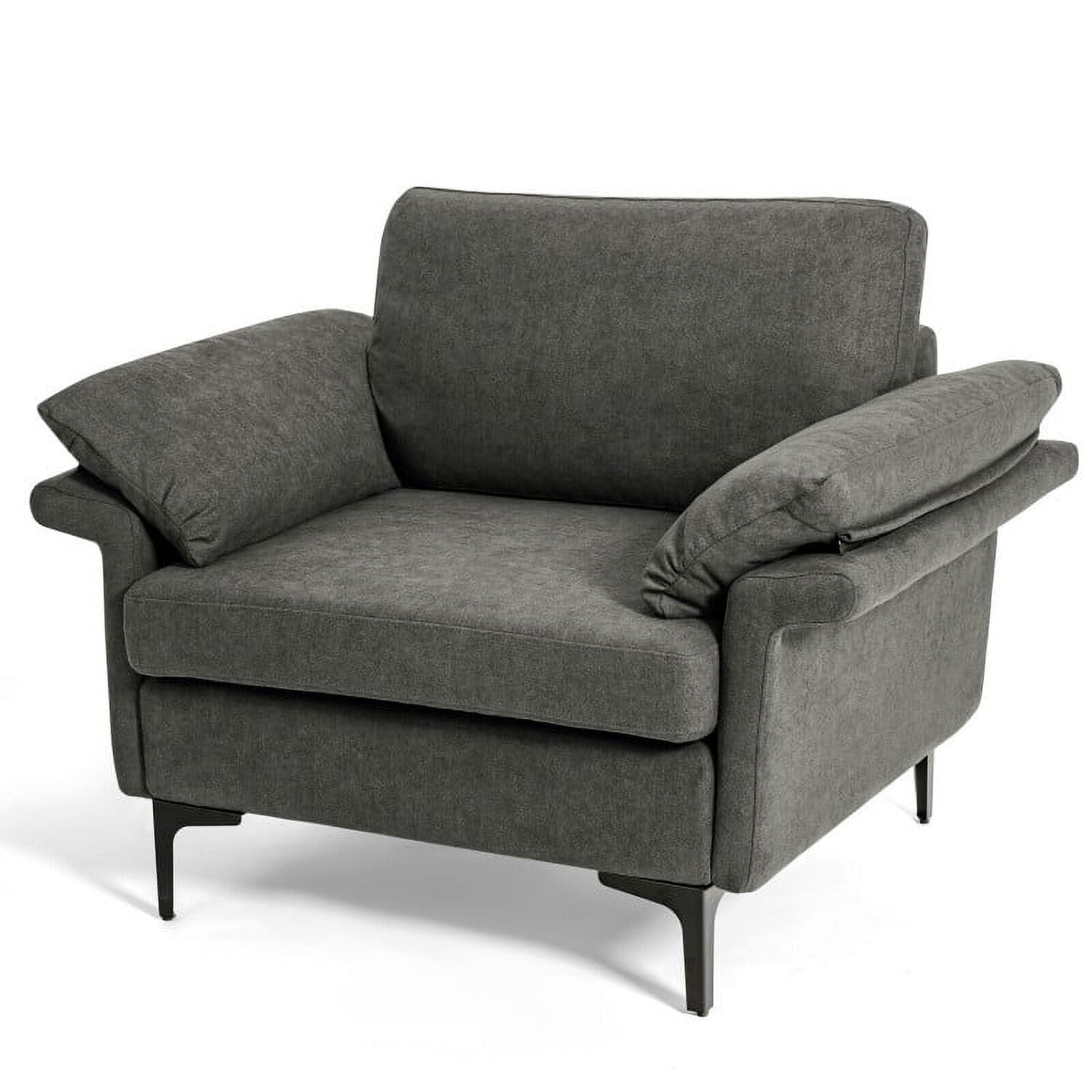 Finihen Upholstered Accent Armchair, Modern Fabric Accent Armchair with Original Distributed Spring and Armrest Cushions, for Living Room, Bedroom, Gray