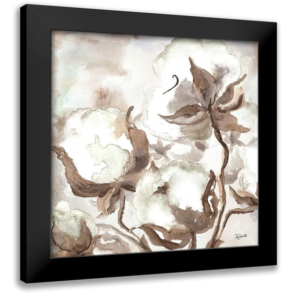 Tre Sorelle Studios 12x12 Black Modern Framed Museum Art Print Titled - Cotton Boll Triptych III