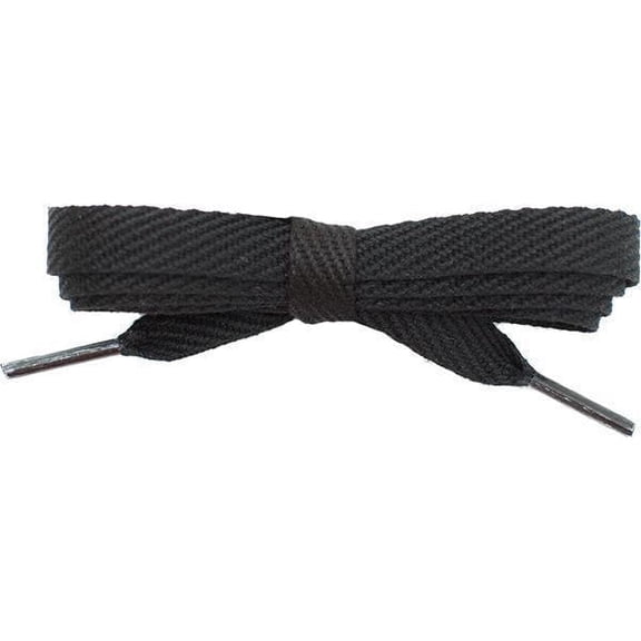 1 Pair 3/8" Flat Wide Shoelaces, Cotton Shoe Laces for Sneakers (Black)